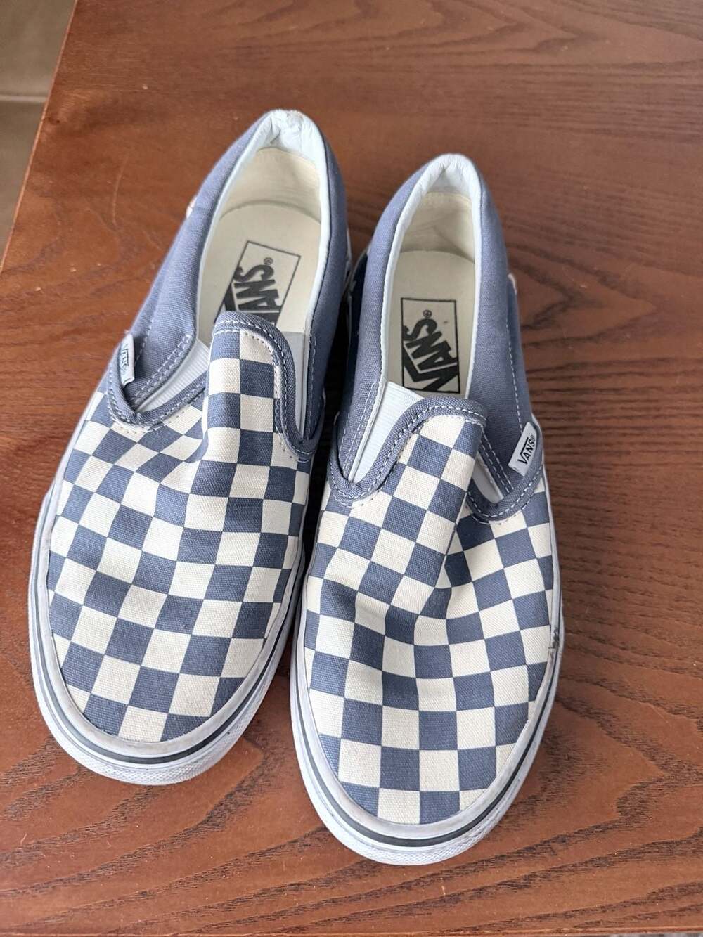 Vans Classic Slip-On Checkerboard Size US Men 6.0 / US Women 7.5 Blue Grey